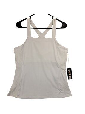 7 Boast Womens Racerback Tennis Pickleball Golf Tank M White Stretch Preppy Fair